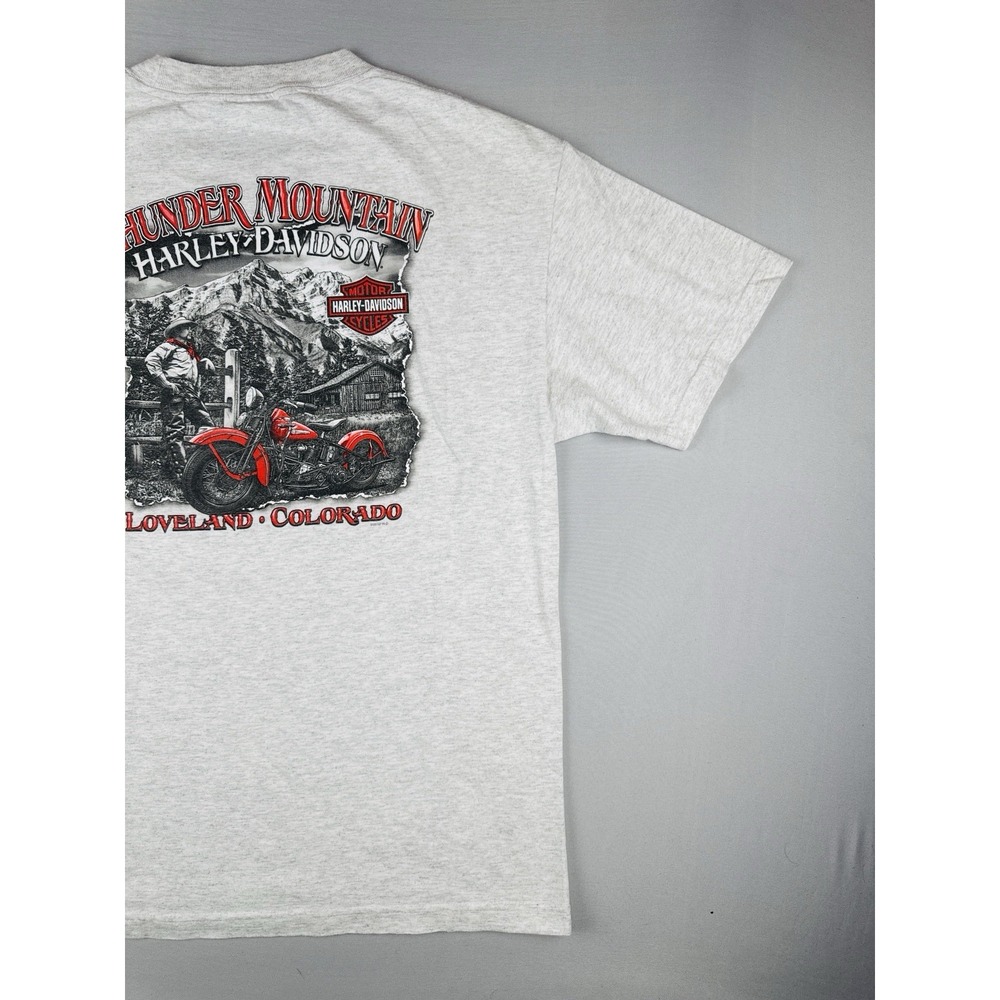 Harley Davidson Thunder Mountain T Shirt Loveland Colorado Pocket Logo L - Picture 9 of 12